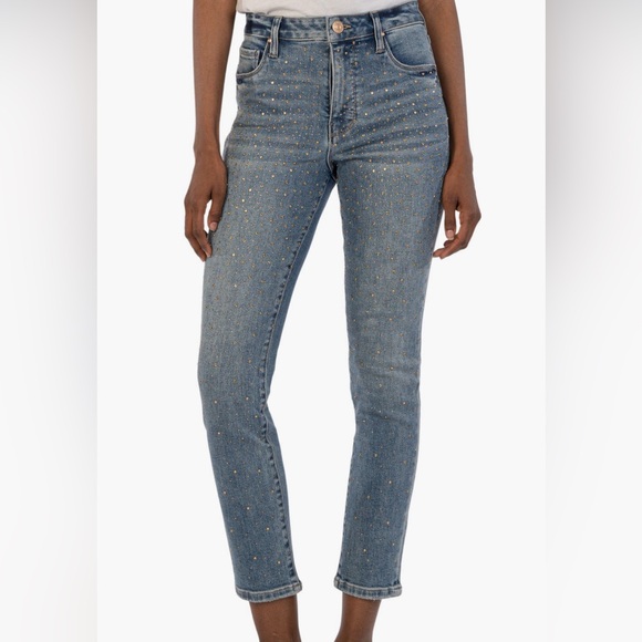 KUT from the Kloth Reese Fab Ab Rhinestone
High Waist Ankle Slim Straight Jeans - Picture 3 of 11